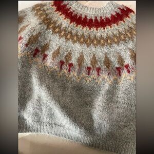 Brand new never worn Fair Isle Wool & Mohair Blend Sweater - Grey Red